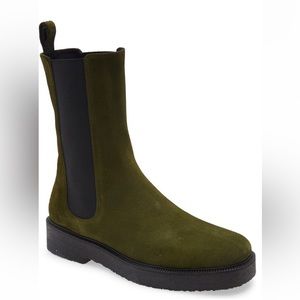 EUC Staud Palamino Suede Leather Chunky Chelsea Boots Olive Green US7 EU37